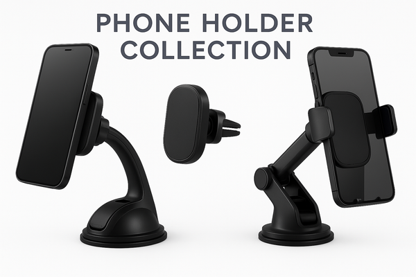 Mobile phone holders & stands: magnetic car dashboard mounts, air vent clips, 360° adjustable holders with suction cups, universal smartphone compatibility