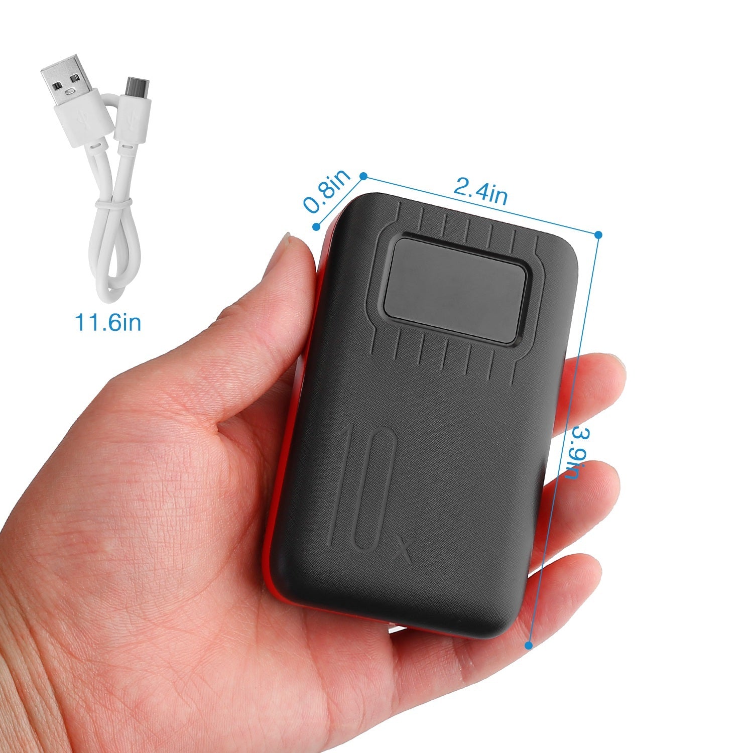 10,000mAh Power Bank with LCD Display & Dual Ports | Compact Portable Charger for iPhone | Fast USA Shipping