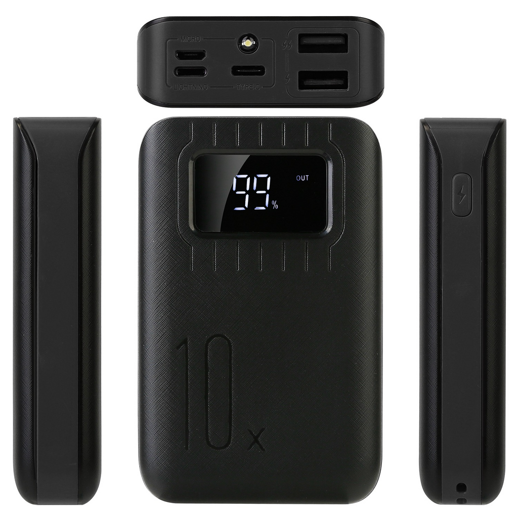 10,000mAh Power Bank with LCD Display & Dual Ports | Compact Portable Charger for iPhone | Fast USA Shipping