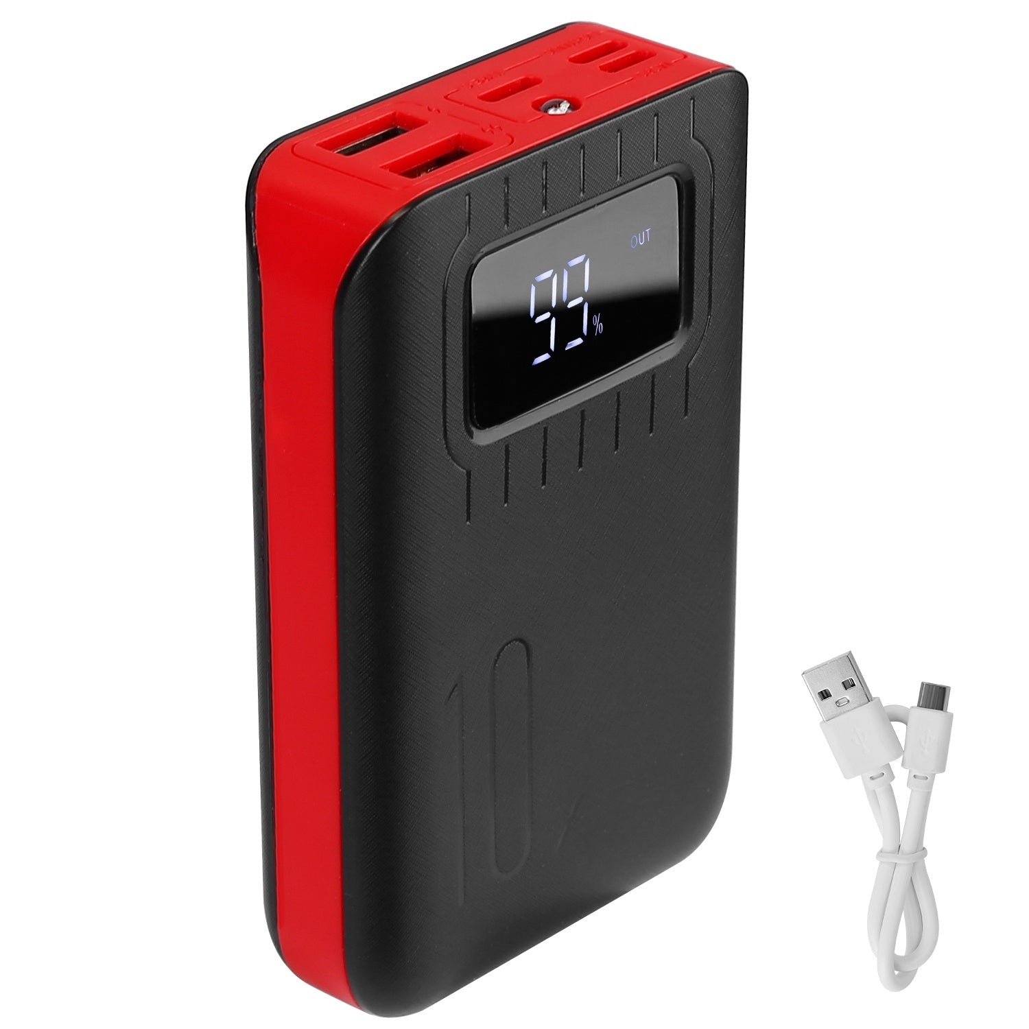Voltique Hub 10000mAh portable power bank with LCD percentage display and dual USB charging ports.