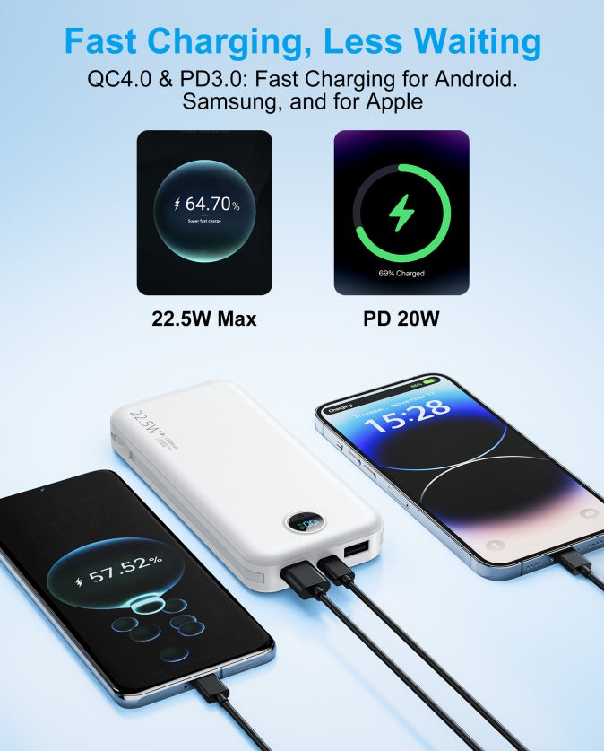 Voltique Hub 3-in-1 Power Station Pro: Built-in AC Plug, Dual Charging Cables & Digital Display | 9000mAh Fast Charging | 5-Day USA Delivery