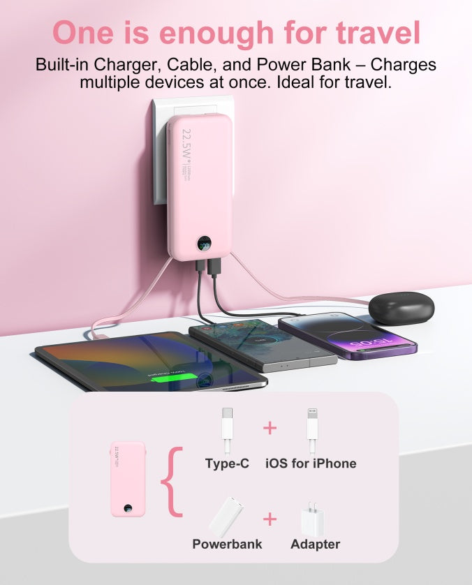 Voltique Hub 3-in-1 Power Station Pro: Built-in AC Plug, Dual Charging Cables & Digital Display | 9000mAh Fast Charging | 5-Day USA Delivery