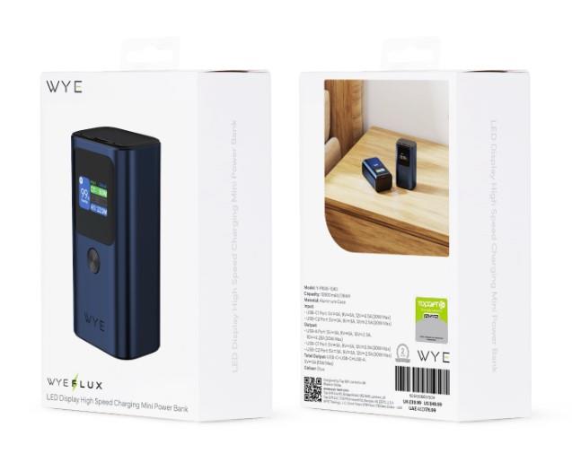 WYEFLUX Mini Power Bank 10000mAh | 30W High-Speed Charging & LED Display | Dark Blue | Fast 2-5 Day UK Delivery