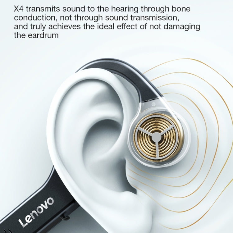 Lenovo X4 Open-Ear Bone Conduction Headphones - Bluetooth 5.0 Wireless, IP56 Waterproof, 8H Battery for Safe Running, Cycling & Workouts