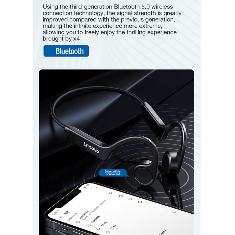 Lenovo X4 Open-Ear Bone Conduction Headphones - Bluetooth 5.0 Wireless, IP56 Waterproof, 8H Battery for Safe Running, Cycling & Workouts