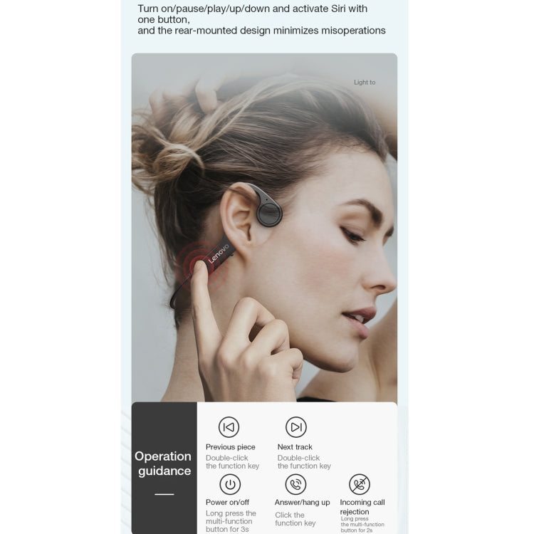 Lenovo X4 Open-Ear Bone Conduction Headphones - Bluetooth 5.0 Wireless, IP56 Waterproof, 8H Battery for Safe Running, Cycling & Workouts