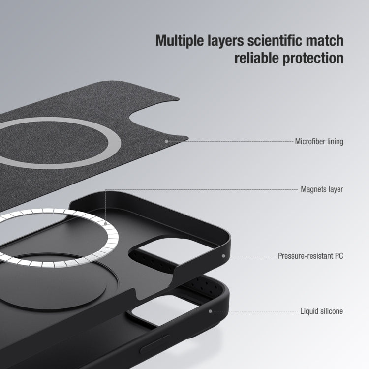 NILLKIN CamShield MagSafe Compatible iPhone 14 Case with Slide Lens Cover | Liquid Silicone, Full Protection, Anti-Scratch