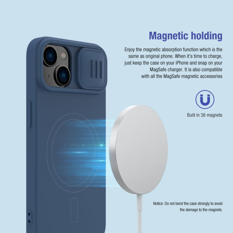 NILLKIN CamShield MagSafe Compatible iPhone 14 Case with Slide Lens Cover | Liquid Silicone, Full Protection, Anti-Scratch