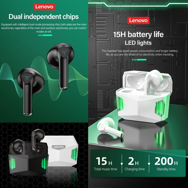 Low Latency Gaming Earbuds with RGB Lights | 60ms Mode, 15H Battery, IPX5 Waterproof | Lenovo GM5