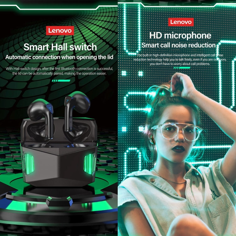 Low Latency Gaming Earbuds with RGB Lights | 60ms Mode, 15H Battery, IPX5 Waterproof | Lenovo GM5