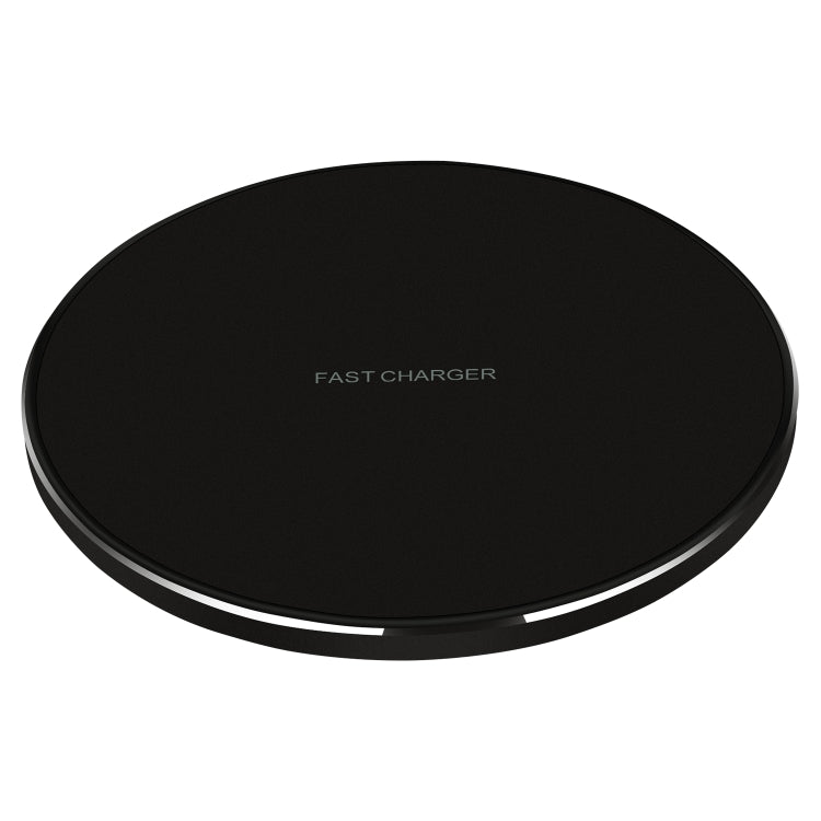 Ulefone UF005 round wireless charger pad in black with aluminium alloy rim and Type-C cable in Black colour.