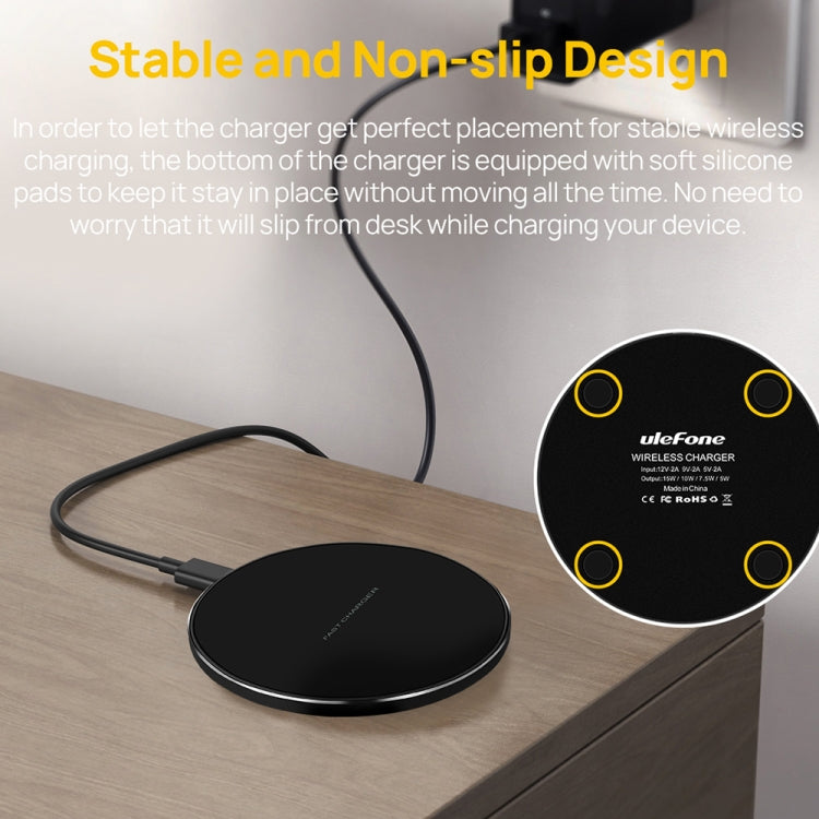 Ulefone UF005 Round Wireless Charger Pad | Qi-Certified Fast Charging with Type-C Cable