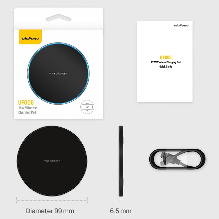 Ulefone UF005 Round Wireless Charger Pad | Qi-Certified Fast Charging with Type-C Cable