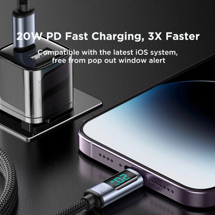 USB-C Fast Charging Cable with Digital Display | 20W PD Compatible for iPhone, Nylon Braided | JOYROOM S-CL020A16