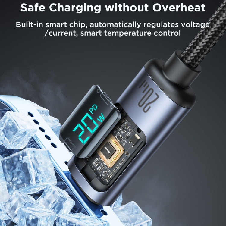 USB-C Fast Charging Cable with Digital Display | 20W PD Compatible for iPhone, Nylon Braided | JOYROOM S-CL020A16