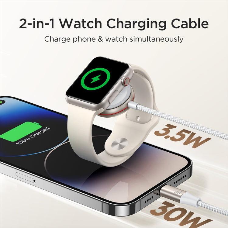 2-in-1 Magnetic Apple Watch Charger & 30W USB-C Cable | 3200GS Magnet, 1.5m Nylon | Joyroom S-IW012