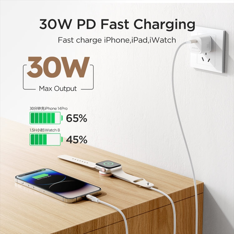 2-in-1 Magnetic Apple Watch Charger & 30W USB-C Cable | 3200GS Magnet, 1.5m Nylon | Joyroom S-IW012