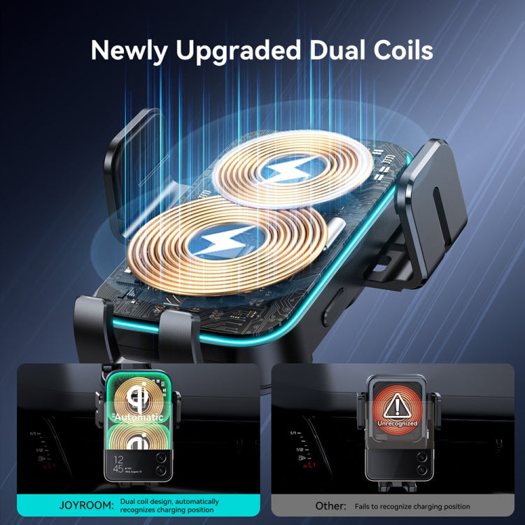 JOYROOM 15W Fast Wireless Car Charger Mount with Super Capacitor | Dual Coil, Auto-Clamping for iPhone  | Dashboard Mount