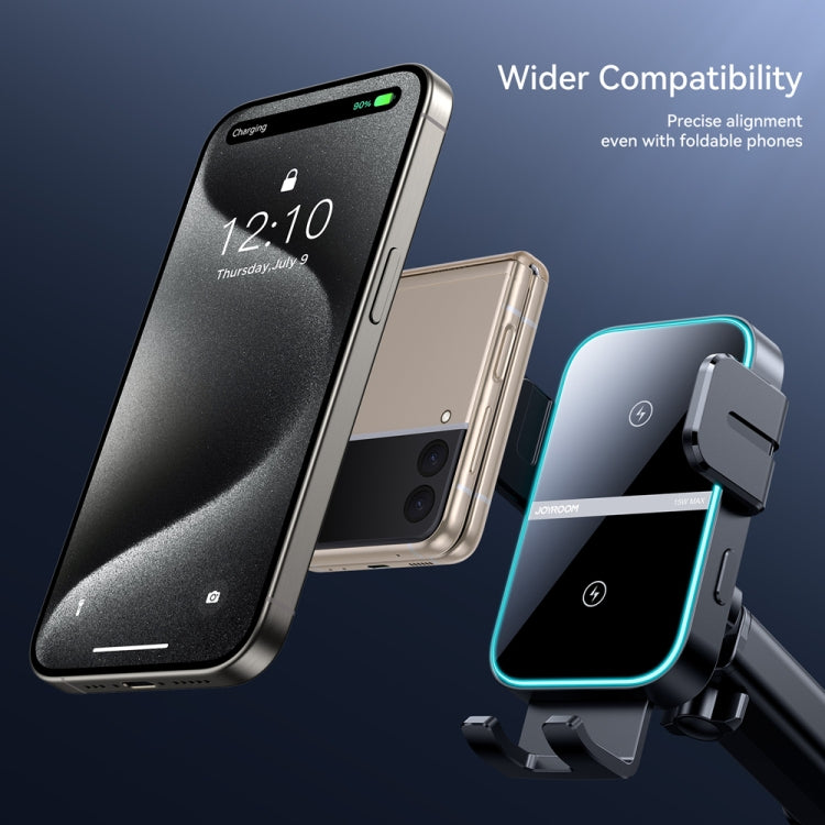 JOYROOM 15W Fast Wireless Car Charger Mount with Super Capacitor | Dual Coil, Auto-Clamping for iPhone  | Dashboard Mount