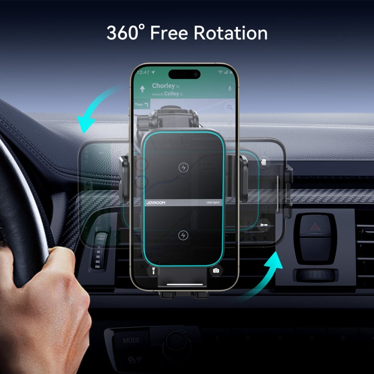JOYROOM 15W Fast Wireless Car Charger Mount with Super Capacitor | Dual Coil, Auto-Clamping for iPhone  | Dashboard Mount