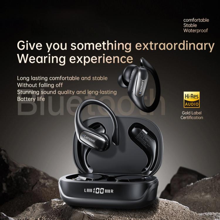 Wireless Earbuds with Digital Display & Ear-Hook | 30H Playtime, IPX5, Bluetooth 5.4 | Lenovo EA305