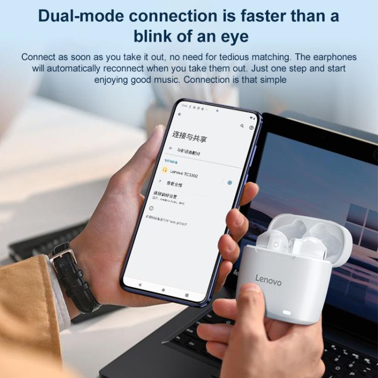 Wireless Earbuds for Work & Commute | 24H Playtime, Touch Control, Bluetooth 5.3 | Lenovo TC3302