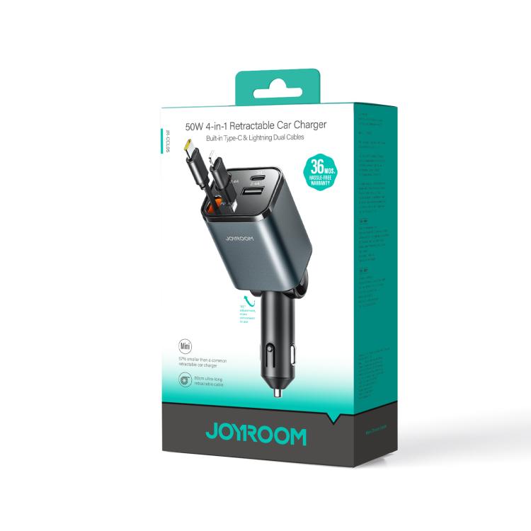 4-in-1 Retractable Car Charger | 30W PD/QC Fast Charge for 4 Devices Simultaneously | 80cm Cable | JOYROOM CCL05