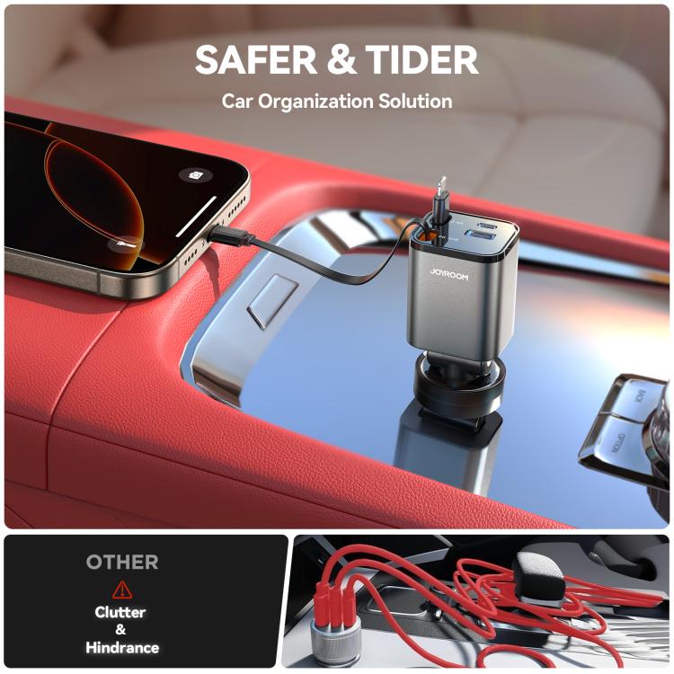 4-in-1 Retractable Car Charger | 30W PD/QC Fast Charge for 4 Devices Simultaneously | 80cm Cable | JOYROOM CCL05