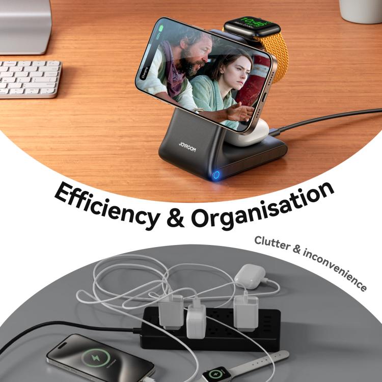 3-in-1 Magnetic Wireless Charging Stand | Fast Charge for Phone, Watch, Earbuds | JOYROOM JR-W15