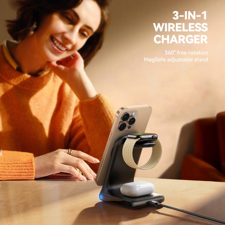 3-in-1 Magnetic Wireless Charging Stand | Fast Charge for Phone, Watch, Earbuds | JOYROOM JR-W15