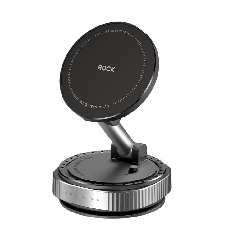 ROCK Q16 car phone holder with vacuum suction cup mounted on a car dashboard, holding a smartphone