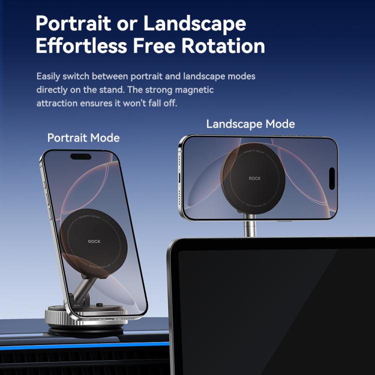 Magnetic Car Phone Holder with Suction Base | 360° Rotation, 3-Axis Adjustment | ROCK Q16