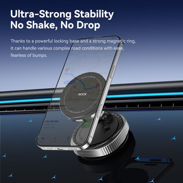 Magnetic Car Phone Holder with Suction Base | 360° Rotation, 3-Axis Adjustment | ROCK Q16