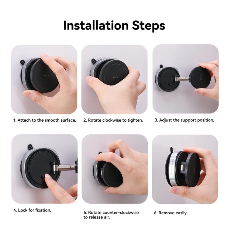 Magnetic Car Phone Holder with Suction Base | 360° Rotation, 3-Axis Adjustment | ROCK Q16