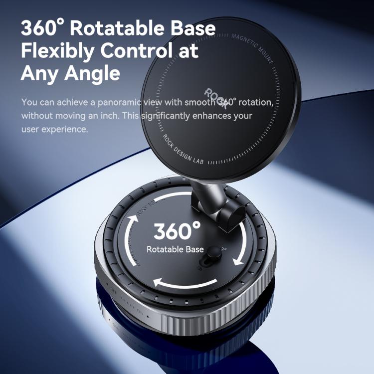 Magnetic Car Phone Holder with Suction Base | 360° Rotation, 3-Axis Adjustment | ROCK Q16