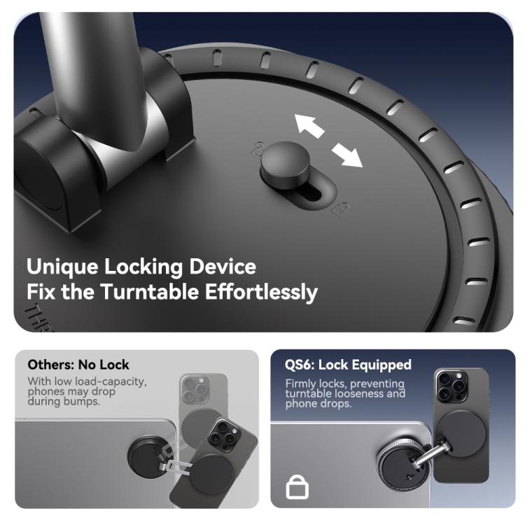 Magnetic Car Phone Holder with Suction Base | 360° Rotation, 3-Axis Adjustment | ROCK Q16