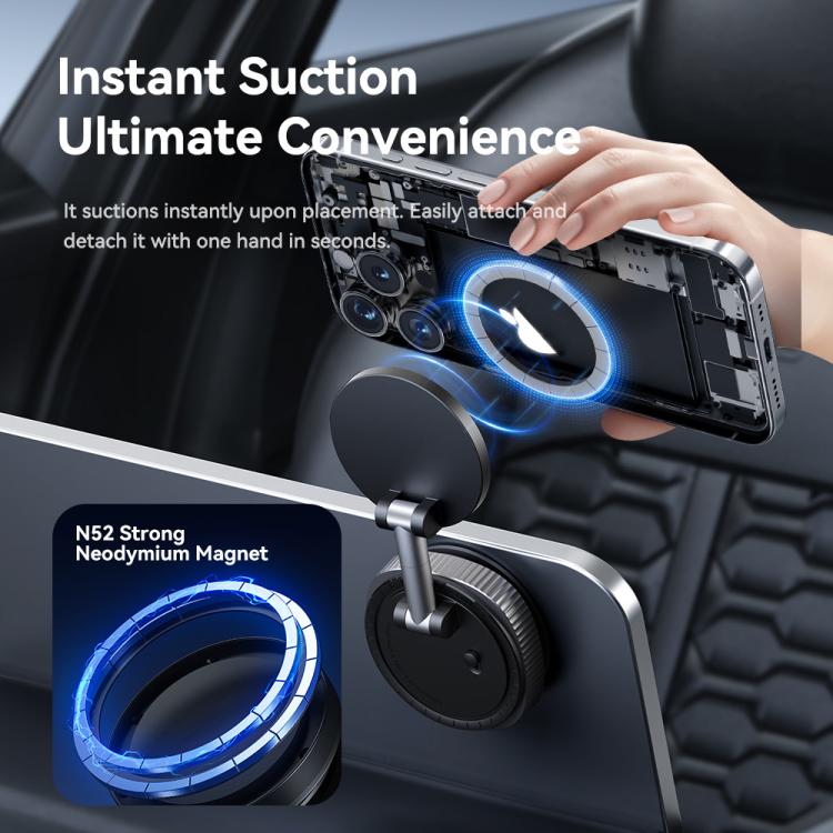 Magnetic Car Phone Holder with Suction Base | 360° Rotation, 3-Axis Adjustment | ROCK Q16