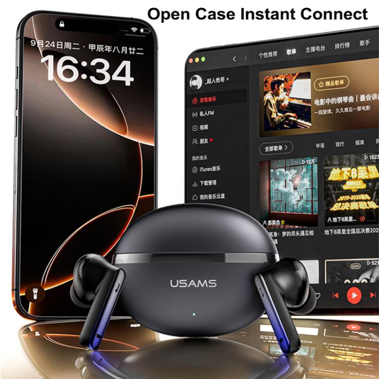 ANC Wireless Earbuds with Active Noise Cancellation | 16H Playtime, Bluetooth 5.3, 3D Stereo Sound | USAMS Echo E02