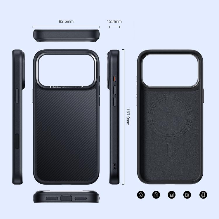 Voltique Hub Carbon Fibre Case for iPhone 17 Series | Compatible with 17, 17 Plus, 17 Pro, 17 Pro Max | MagSafe, Military-Grade