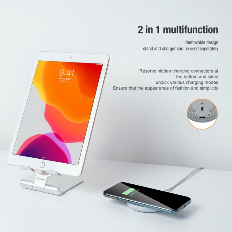 NILLKIN 2-in-1 PowerHold Mini Wireless Charger Stand | Foldable & Detachable Holder for iPhone & Android
