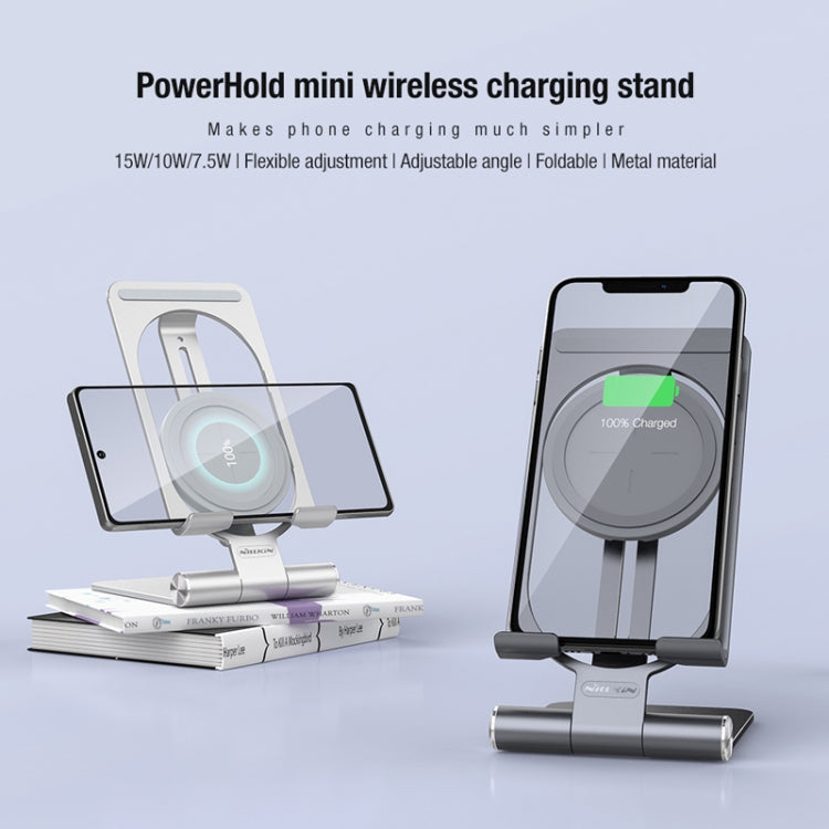 NILLKIN 2-in-1 PowerHold Mini Wireless Charger Stand | Foldable & Detachable Holder for iPhone & Android
