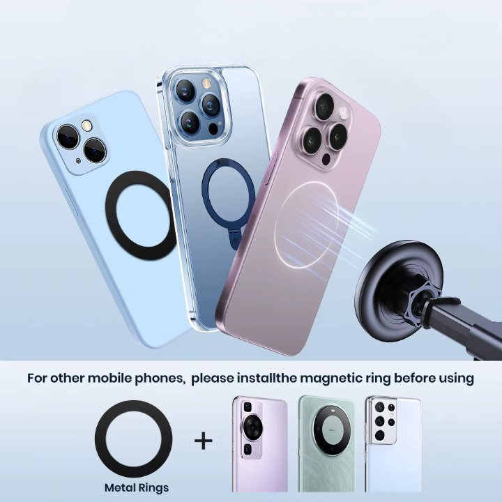 TOPK MagSafe Magnetic Car Phone Holder - Strong Suction Windshield & Dashboard Mount, 360° Rotation, for iPhone 12/13/14/15 Series