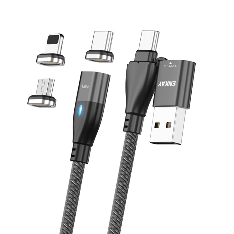 ENKAY 6-in-1 Universal Magnetic Charging Cable with interchangeable tips for iPhone, Android, and Micro USB devices