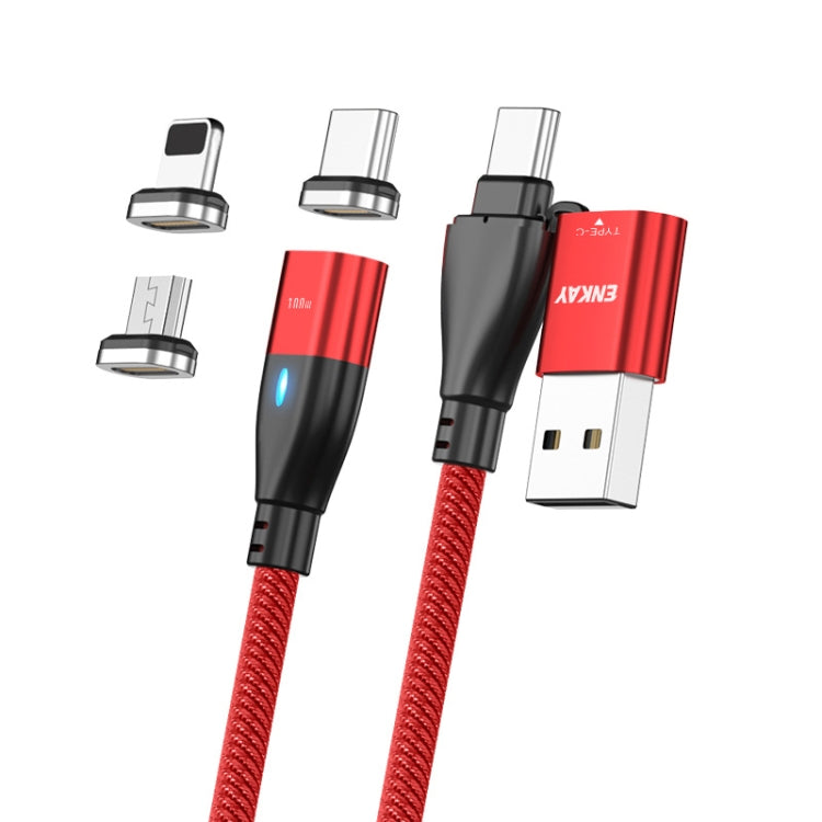 Magnetic Charging Cable 6-in-1 for iPhone , ENKAY [2M] Universal USB Cord with Lightning USB-C Micro Adapter