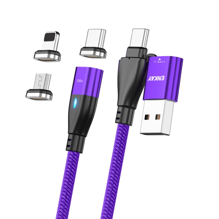 Magnetic Charging Cable 6-in-1 for iPhone , ENKAY [2M] Universal USB Cord with Lightning USB-C Micro Adapter