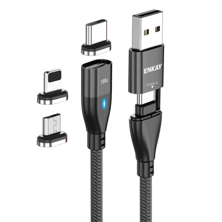 Magnetic Charging Cable 6-in-1 for iPhone , ENKAY [2M] Universal USB Cord with Lightning USB-C Micro Adapter