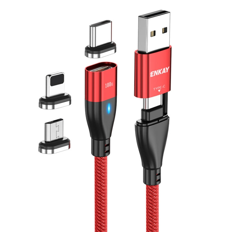 Magnetic Charging Cable 6-in-1 for iPhone , ENKAY [2M] Universal USB Cord with Lightning USB-C Micro Adapter