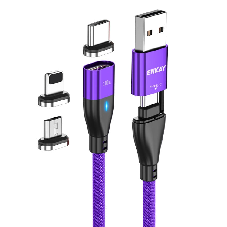Magnetic Charging Cable 6-in-1 for iPhone , ENKAY [2M] Universal USB Cord with Lightning USB-C Micro Adapter