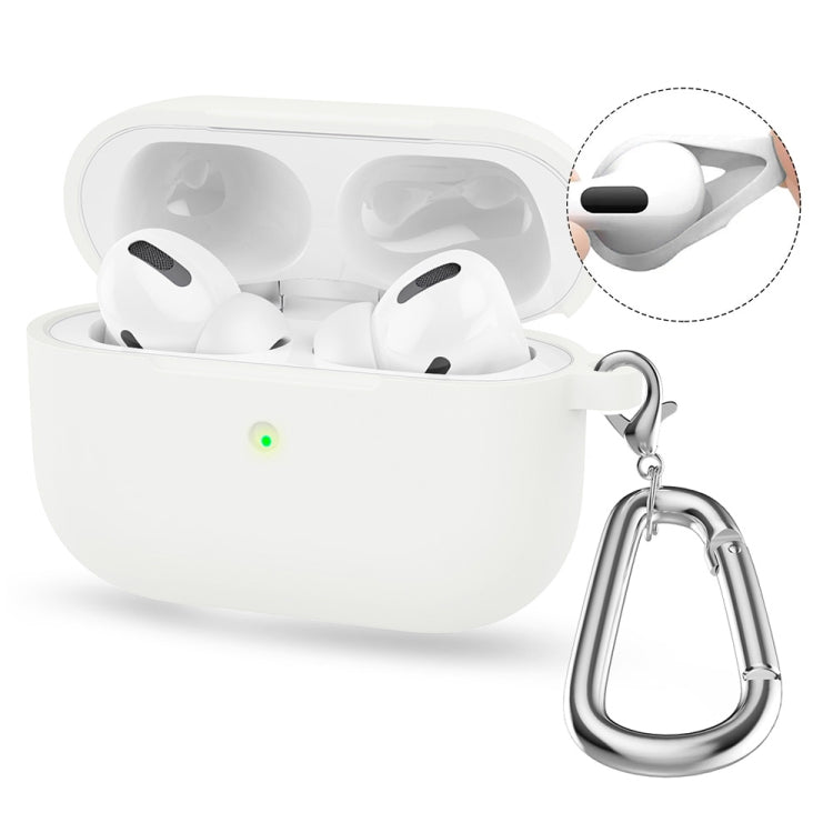 ENKAY Hat-Prince silicone protective case with carabiner clip for wireless earbuds in White colour.