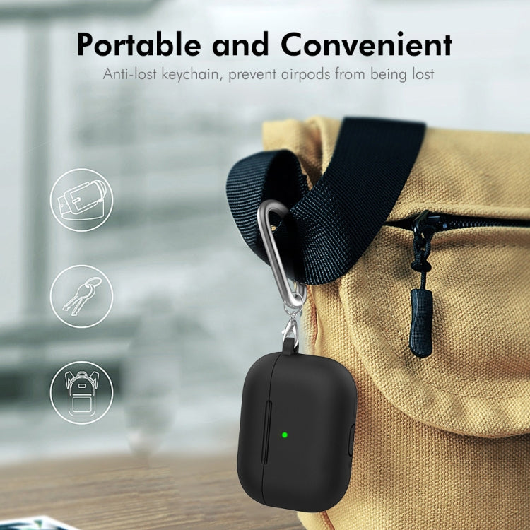 Enkay Hat-Prince Silicone Case for Wireless Earbuds with Carabiner Clip, Anti-Loss Hook & Charging Port